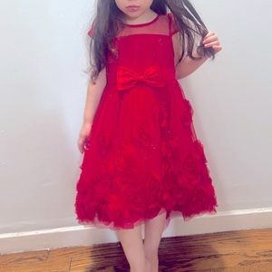 Toddler Girl High Low Red Flower shiny dress✨✨✨✨